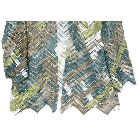 Alfred Dunner Floral Lace Open Front Jacket Size XL Blue Green 3/4 Sleeves - Picture 5 of 7